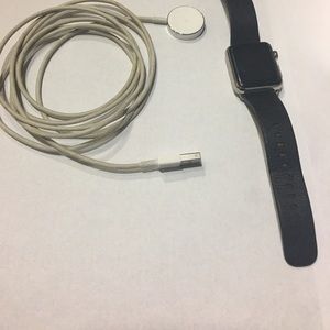 Apple watch 38mm with black leather band